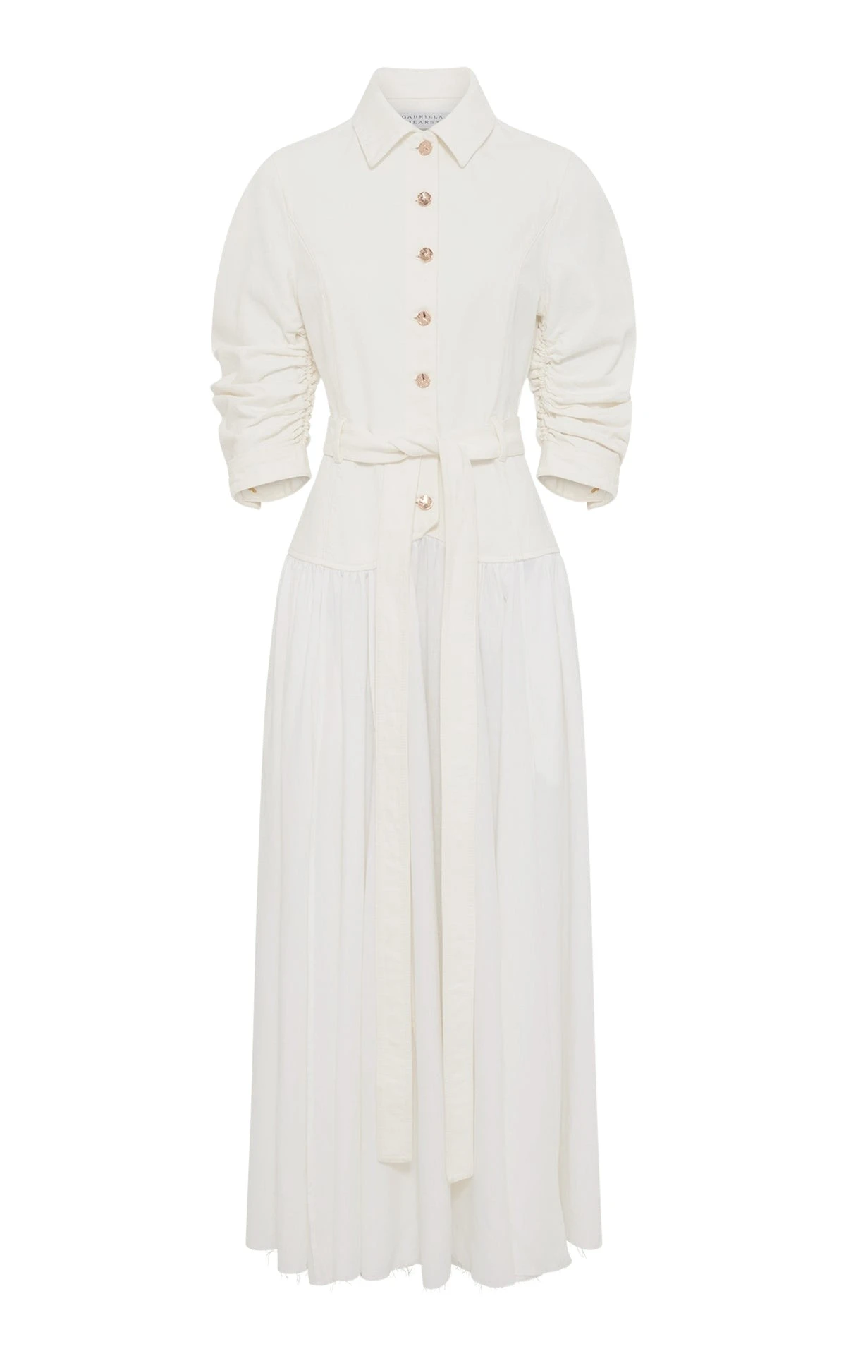 Gabriela Hearst Delyth Shirtdress in White Recycled Cotton Denim & Linen Dress
