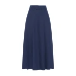 Gabriela Hearst Dugald Pleated Midi Skirt in Electric Navy Aloe Linen