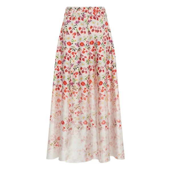Gabriela Hearst Dugald Pleated Midi Skirt in Uruguayan Flowers Printed Silk, view 6