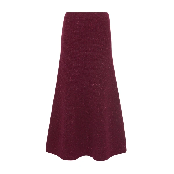 Gabriela Hearst Eden Knit Midi Skirt in Bordeaux Speckled Aran Cashmere