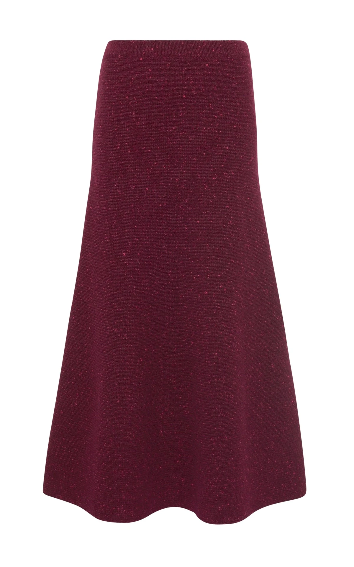 Gabriela Hearst Eden Knit Midi Skirt in Bordeaux Speckled Aran Cashmere