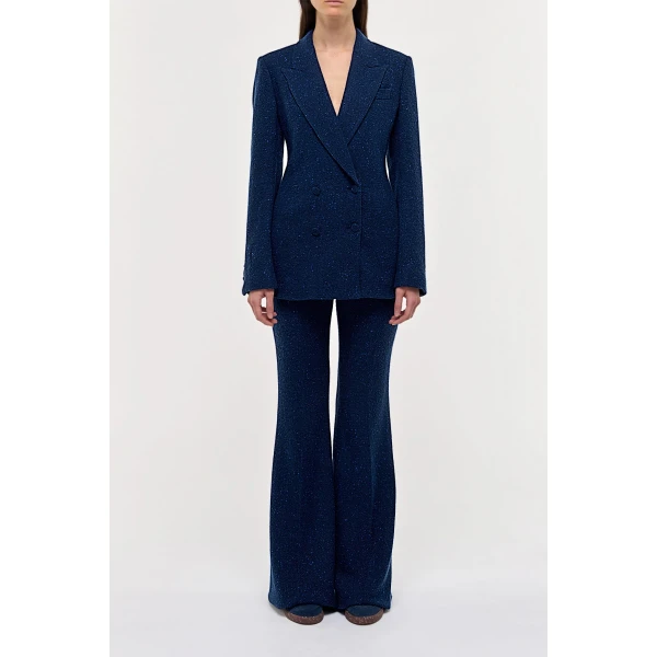 Gabriela Hearst Elliot Blazer in Electric Navy Speckled Cashmere, view 2