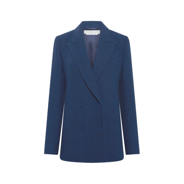 Gabriela Hearst Elliot Blazer in Electric Navy Speckled Cashmere, view 6