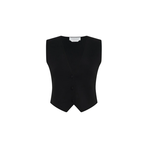 Gabriela Hearst Enso Knit Vest in Black Merino Wool Cashmere, view 2