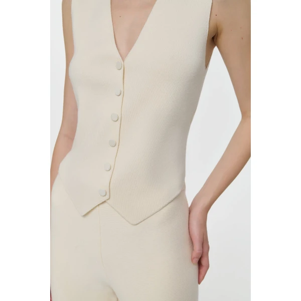 Gabriela Hearst Enso Knit Vest in Off White Merino Wool Cashmere, view 5