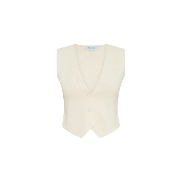 Gabriela Hearst Enso Knit Vest in Off White Merino Wool Cashmere, view 6