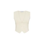 Gabriela Hearst Enso Knit Vest in Off White Merino Wool Cashmere