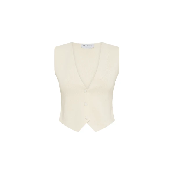 Gabriela Hearst Enso Knit Vest in Off White Merino Wool Cashmere
