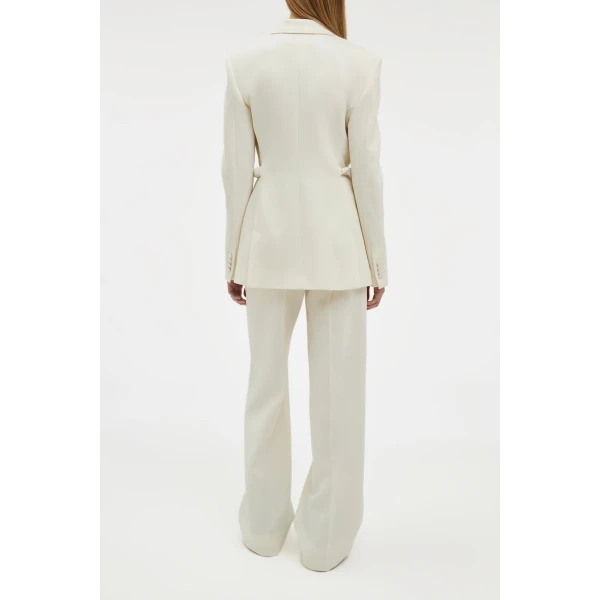 Gabriela Hearst Epona Chain Blazer in Ivory Recycled Virgin Wool, view 4