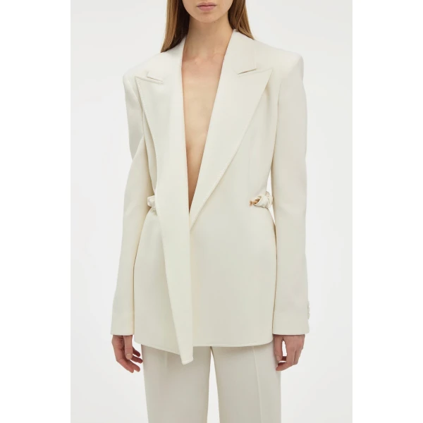 Gabriela Hearst Epona Chain Blazer in Ivory Recycled Virgin Wool, view 5