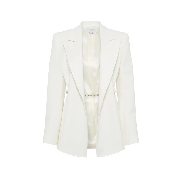Gabriela Hearst Epona Chain Blazer in Ivory Recycled Virgin Wool, view 6