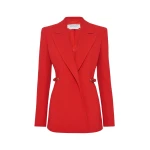Gabriela Hearst Epona Chain Blazer in Scarlet Red Virgin Wool Crepe