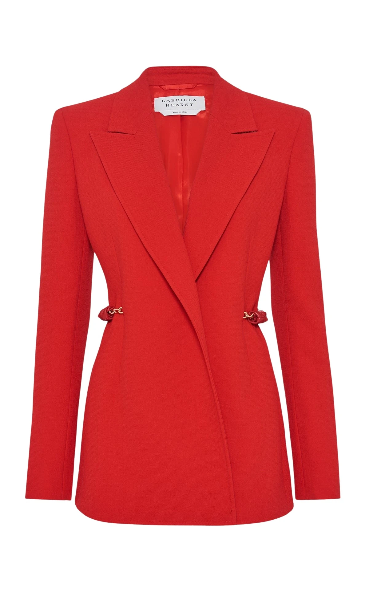Gabriela Hearst Epona Chain Blazer in Scarlet Red Virgin Wool Crepe