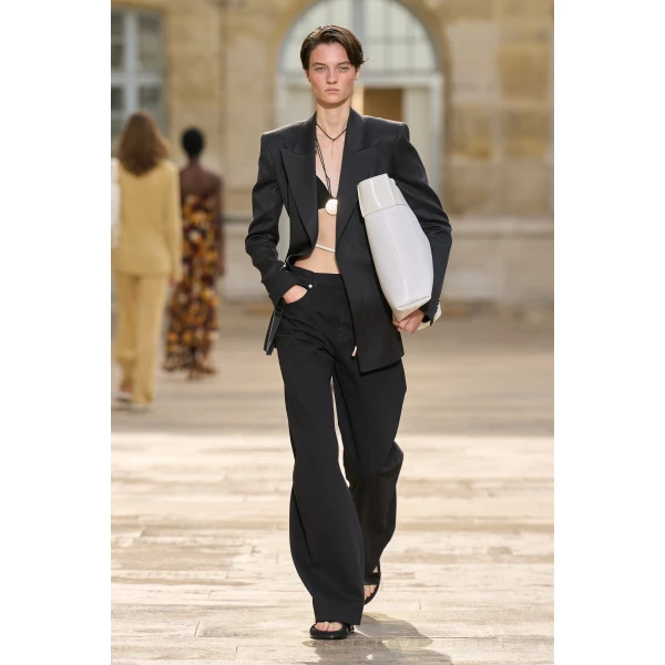 Gabriela Hearst Epona Rope Blazer in Black Textured Linen Slub, view 2