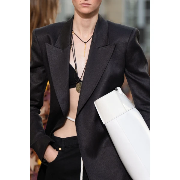 Gabriela Hearst Epona Rope Blazer in Black Textured Linen Slub, view 4