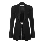 Gabriela Hearst Epona Rope Blazer in Black Textured Linen Slub