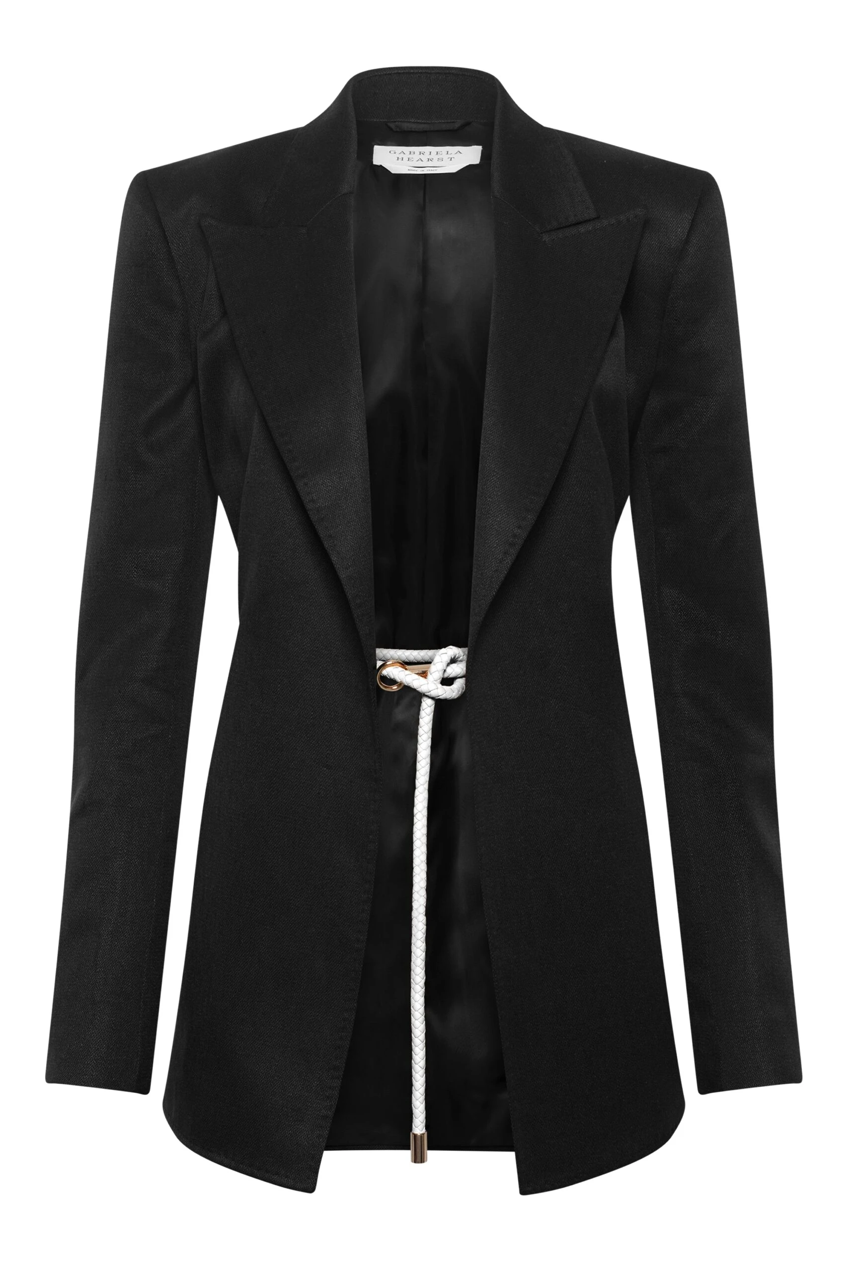 Gabriela Hearst Epona Rope Blazer in Black Textured Linen Slub