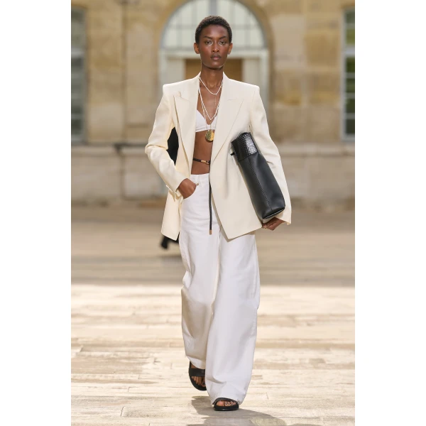 Gabriela Hearst Epona Rope Blazer in Ivory Textured Linen Slub, view 2
