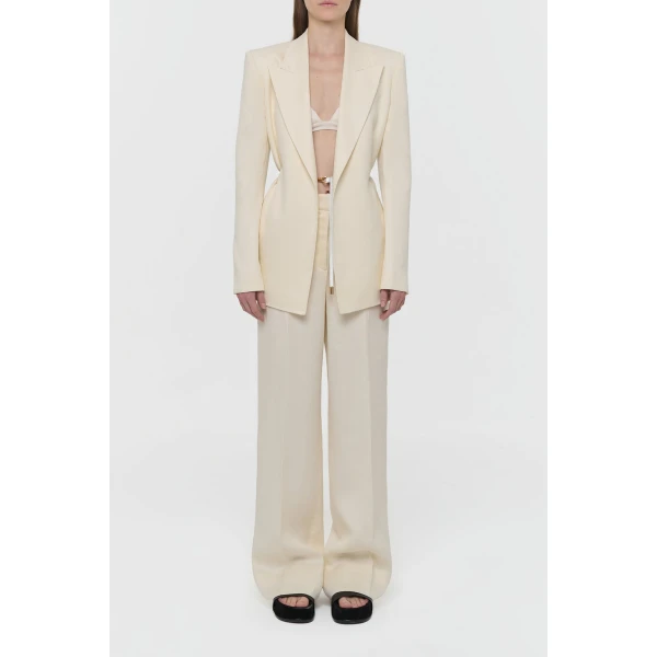 Gabriela Hearst Epona Rope Blazer in Ivory Textured Linen Slub, view 4