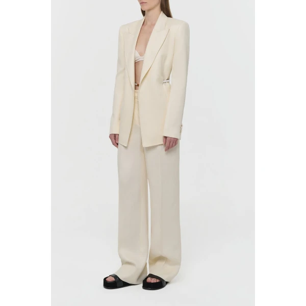 Gabriela Hearst Epona Rope Blazer in Ivory Textured Linen Slub, view 5