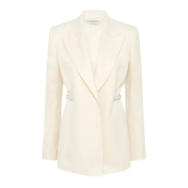Gabriela Hearst Epona Rope Blazer in Ivory Textured Linen Slub, view 6