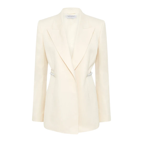 Gabriela Hearst Epona Rope Blazer in Ivory Textured Linen Slub