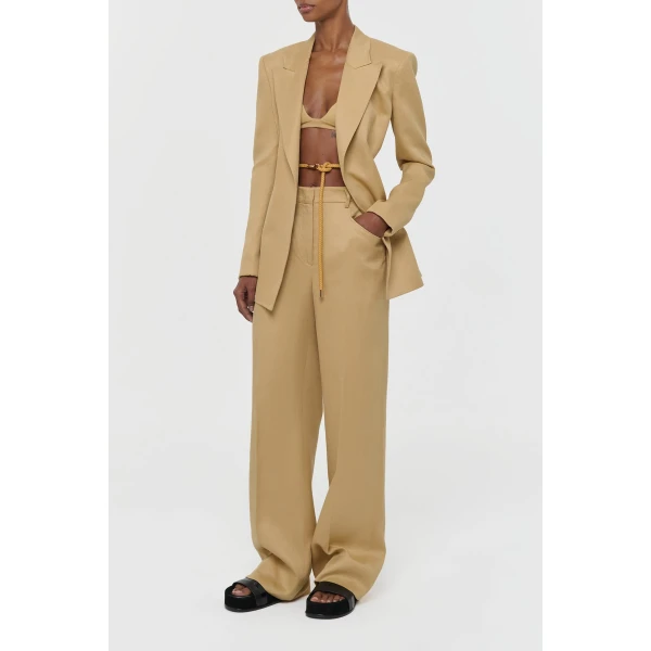 Gabriela Hearst Epona Rope Blazer in Wheat Textured Linen Slub, view 3