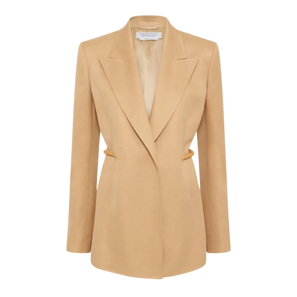Gabriela Hearst Epona Rope Blazer in Wheat Textured Linen Slub, view 6
