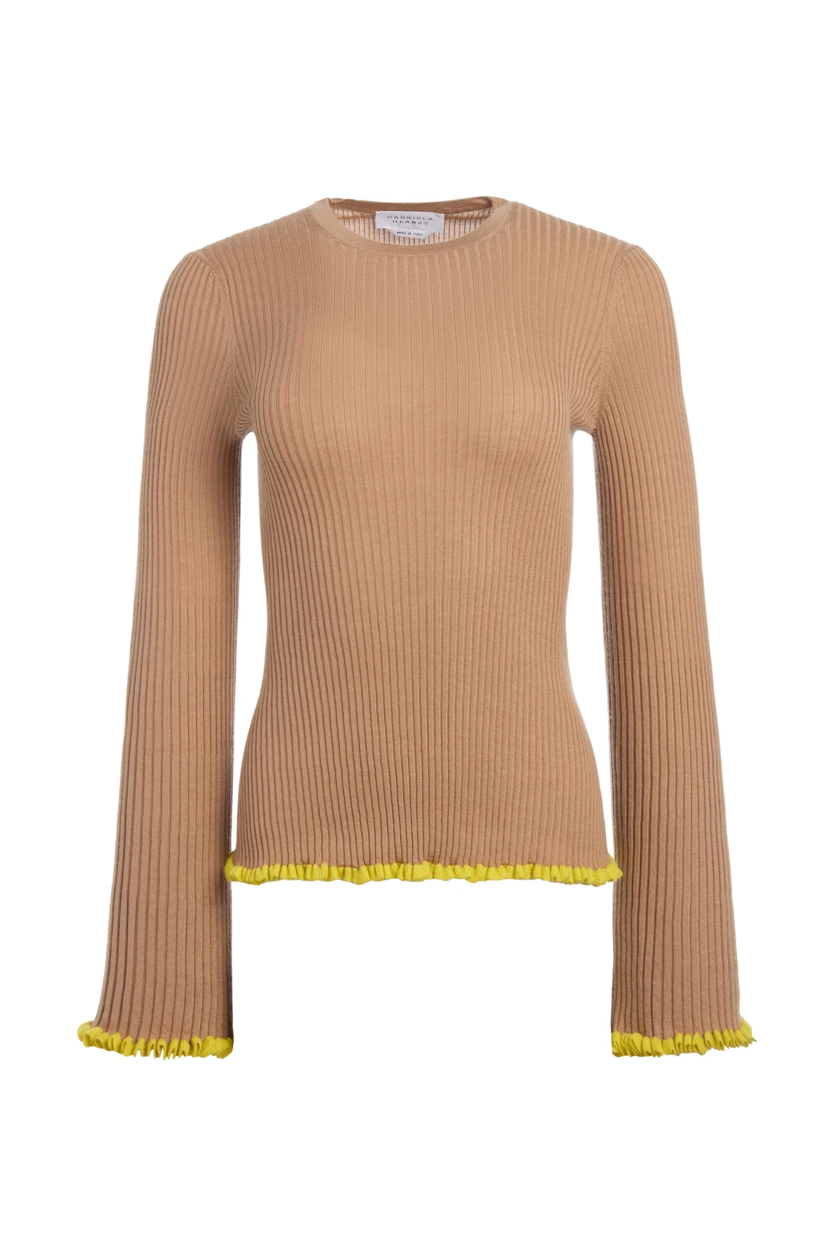 Gabriela Hearst Erya Knit Crewneck Sweater in Camel Cashmere Silk