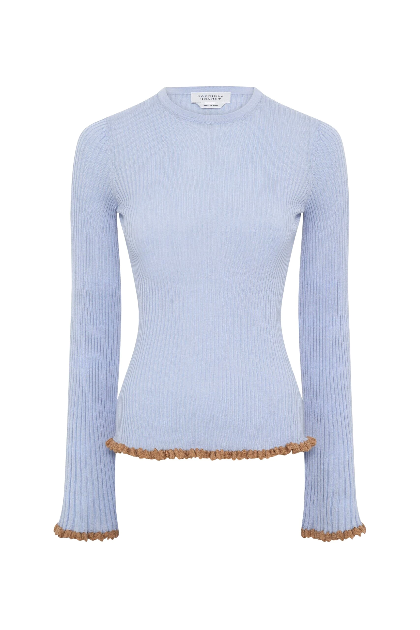 Gabriela Hearst Erya Knit Crewneck Sweater in Halogen Blue Cashmere Silk