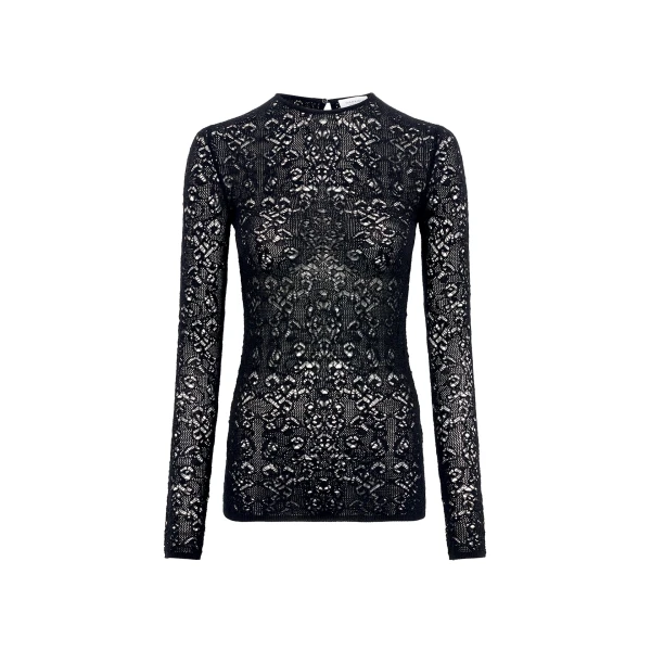 Gabriela Hearst Evander Knit Crewneck in Black Merino Wool Cashmere, view 2