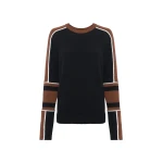 Gabriela Hearst Finnian Knit Moto Sweater in Cognac & Black Cashmere