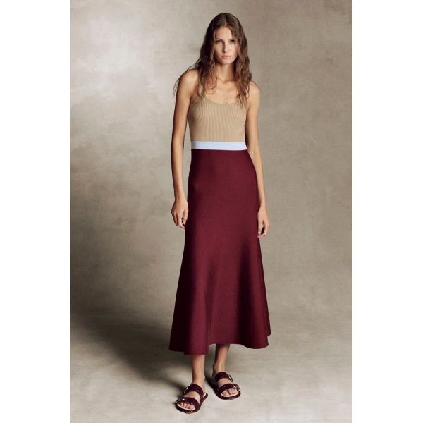 Gabriela Hearst Flaminius Knit Dress in Bordeaux Multi Merino Wool, view 2