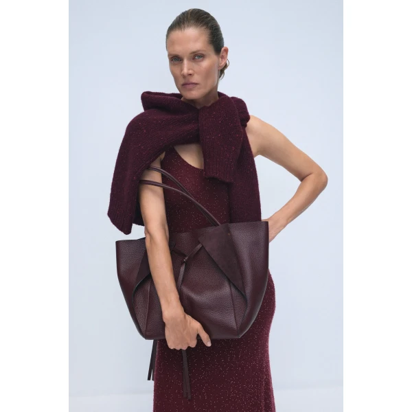 Gabriela Hearst Florian Knit Maxi Slip Dress in Bordeaux Beaded Cashmere Silk, view 2