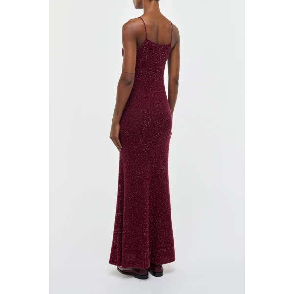 Gabriela Hearst Florian Knit Maxi Slip Dress in Bordeaux Beaded Cashmere Silk, view 5