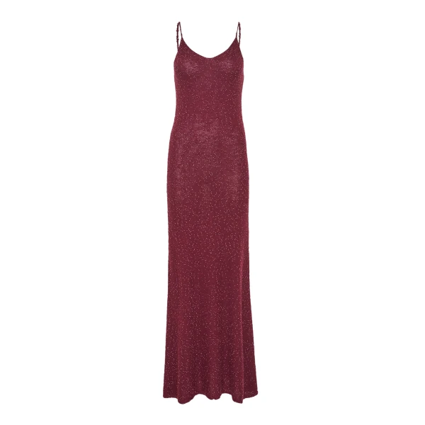 Gabriela Hearst Florian Knit Maxi Slip Dress in Bordeaux Beaded Cashmere Silk, view 6
