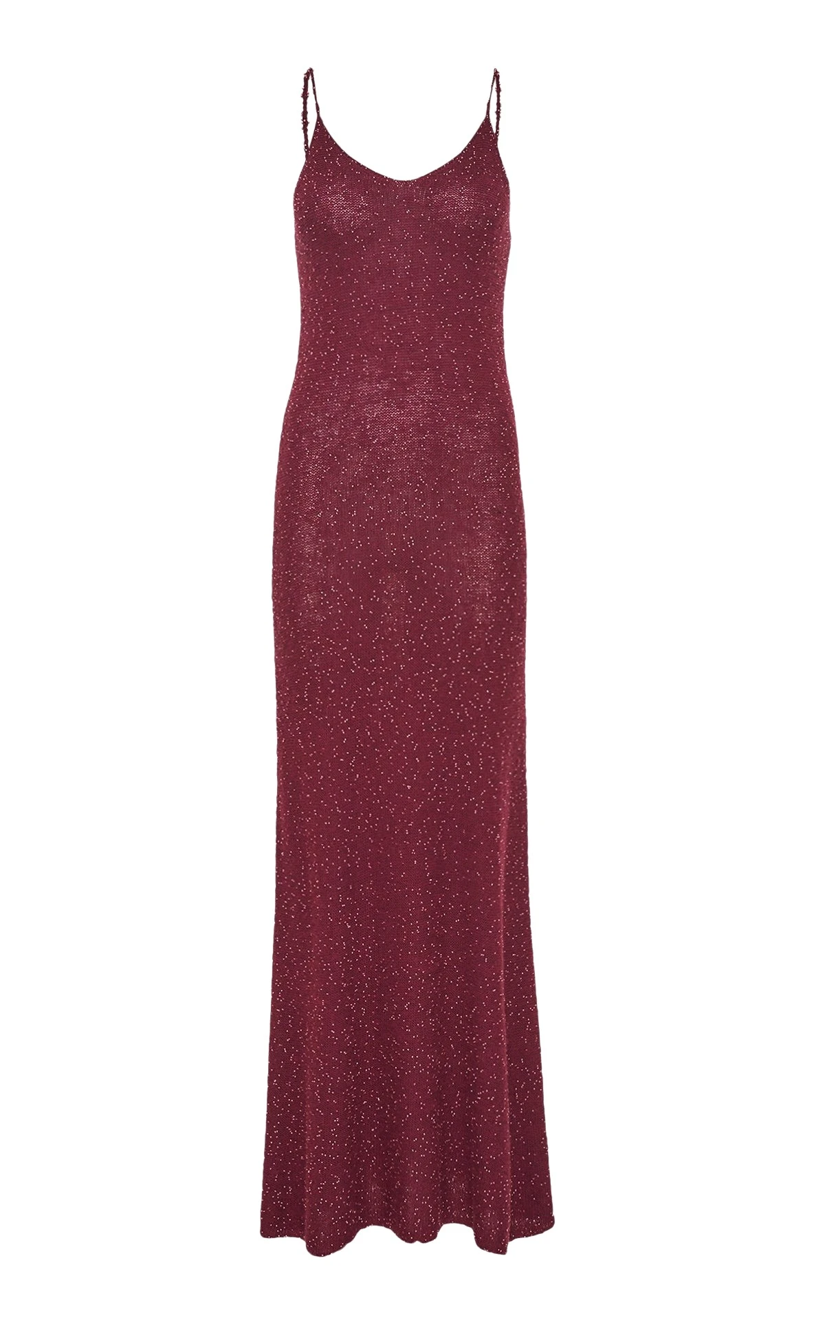 Gabriela Hearst Florian Knit Maxi Slip Dress in Bordeaux Beaded Cashmere Silk