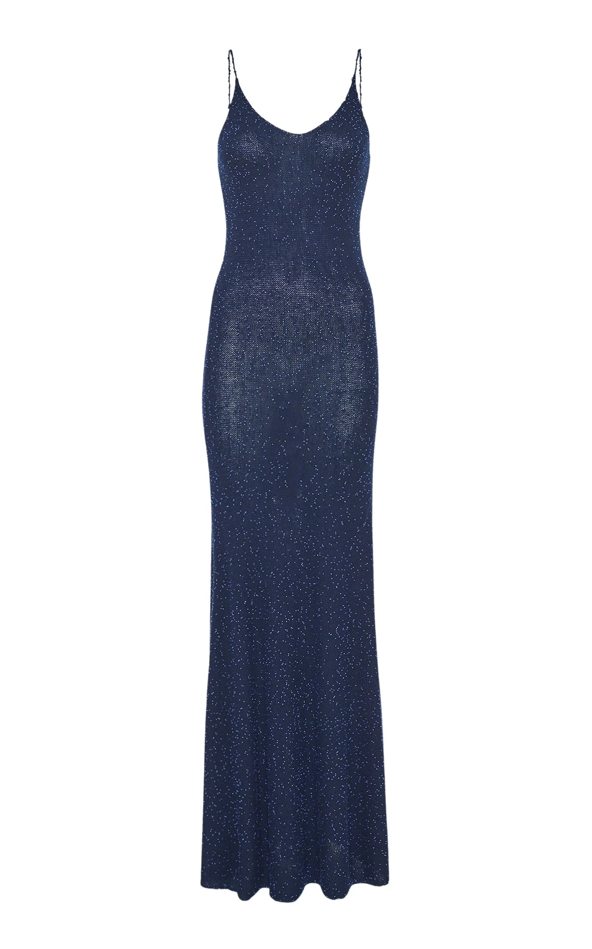 Gabriela Hearst Florian Knit Maxi Slip Dress in Electric Navy Beaded Cashmere Silk