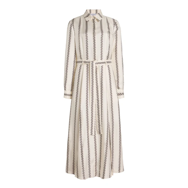 Gabriela Hearst Galway Maxi Shirtdress in Ivory Multi Printed Silk Twill Dress, view 2