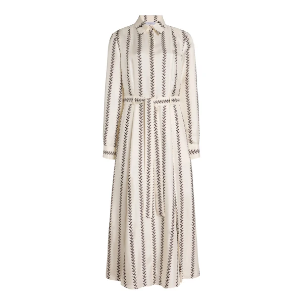 Gabriela Hearst Galway Maxi Shirtdress in Ivory Multi Printed Silk Twill Dress