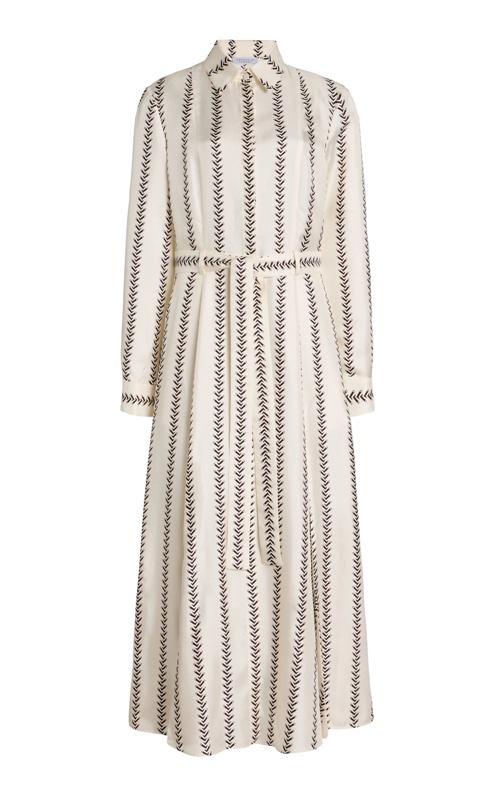 Gabriela Hearst Galway Maxi Shirtdress in Ivory Multi Printed Silk Twill Dress
