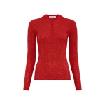 Gabriela Hearst Gaviran Lace Knit Henley in Tonic Orange Merino Wool