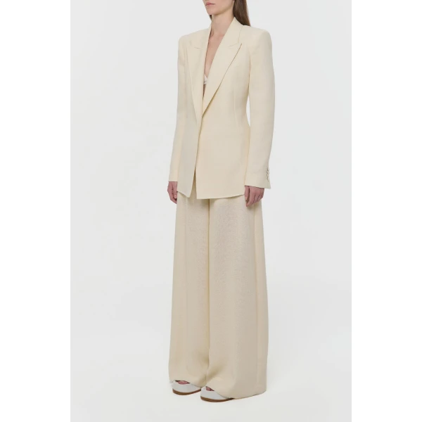 Gabriela Hearst Gelos Wide-leg Pant in Ivory Alpaca Wool, view 3