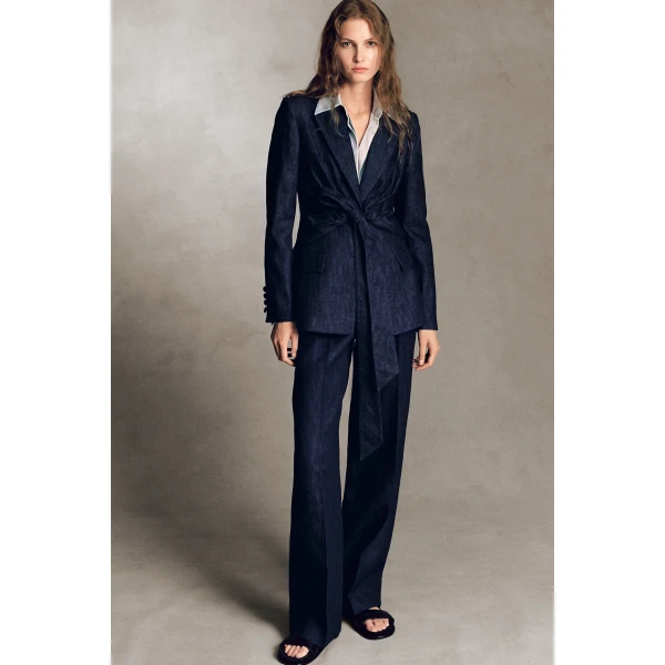 Gabriela Hearst Grant Knotted Blazer in Recycled Cotton Denim, view 2