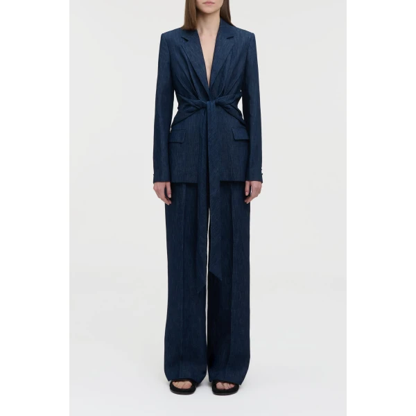 Gabriela Hearst Grant Knotted Blazer in Recycled Cotton Denim, view 3