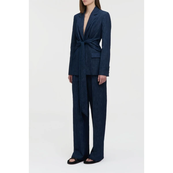 Gabriela Hearst Grant Knotted Blazer in Recycled Cotton Denim, view 4