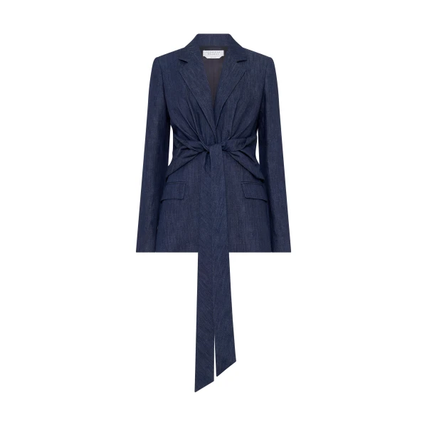 Gabriela Hearst Grant Knotted Blazer in Recycled Cotton Denim, view 6