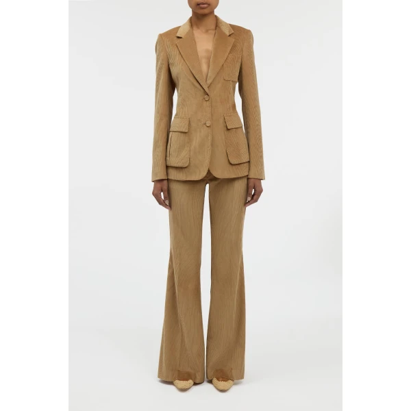 Gabriela Hearst Ianthe Flare Pant in Camel Sea Island Cotton Corduroy, view 2