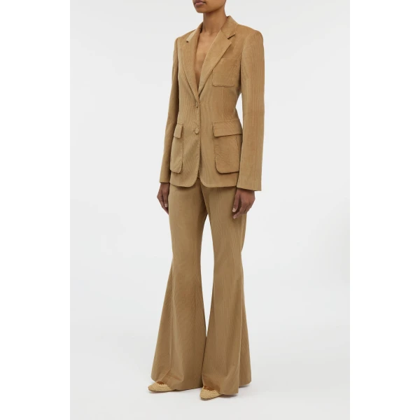 Gabriela Hearst Ianthe Flare Pant in Camel Sea Island Cotton Corduroy, view 3