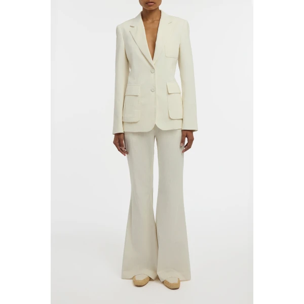 Gabriela Hearst Ianthe Flare Pant in Ivory Sea Island Cotton Corduroy, view 2